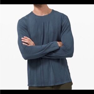 Lululemon Five Year Basic Men Sz M Tie Dye Long Sleeve Shirt Blue Soft Gym READ